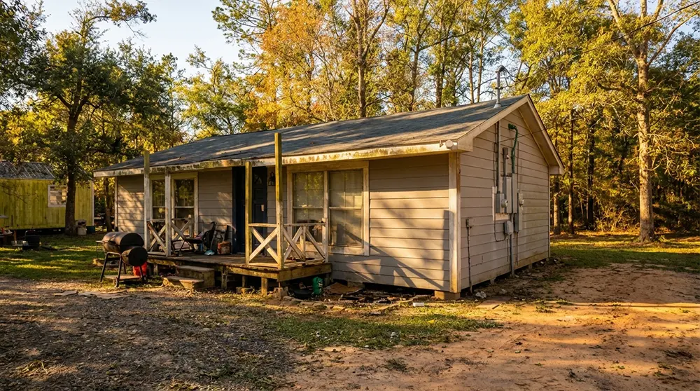 Land clearing on a wooded residential lot