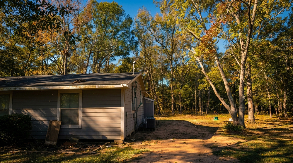 Wooded lot land clearing service preparing a site for construction